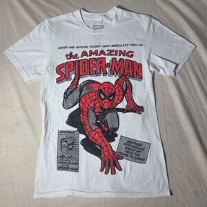 Marvel The Amazing Spider-Man Comic Book Graphic Tee Shirt S White Retro Hero
